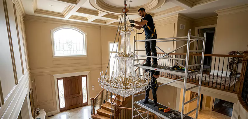 Two-Story Foyer Chandelier Installation in Debary